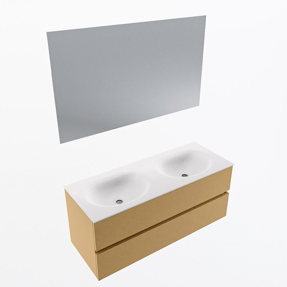 MONDIAZ VICA 120cm mueble de baño Oro 2 cajones. Lavabo MOON Doble sin orificio color Talc con espejo LED. 6 MONDIAZ VICA 120cm mueble de baño Oro 2 cajones. Lavabo MOON Doble sin orificio color Talc con espejo LED. - Imagen 6