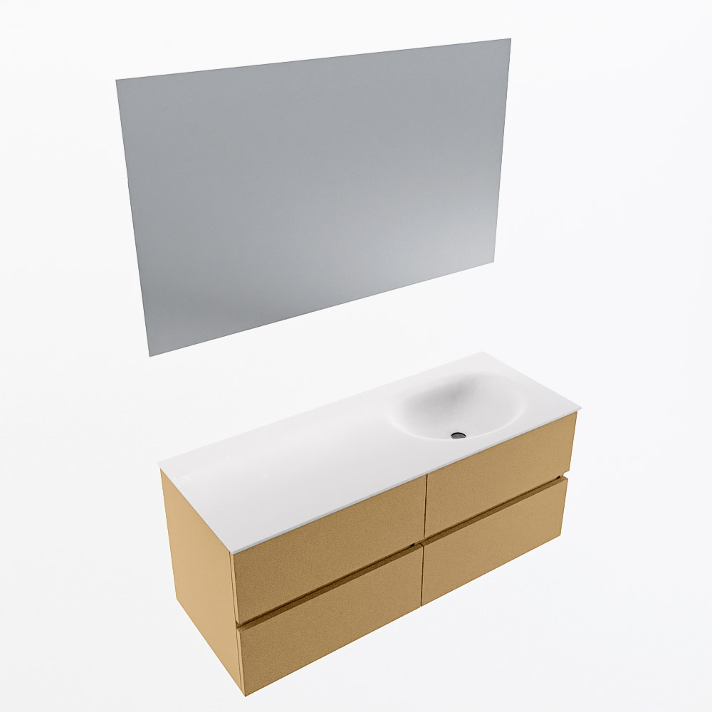 MONDIAZ VICA 120cm mueble de baño Oro 4 cajones. Lavabo MOON Derecho 1 orificio color Talc con espejo LED. 6 MONDIAZ VICA 120cm mueble de baño Oro 4 cajones. Lavabo MOON Derecho 1 orificio color Talc con espejo LED. - Imagen 6