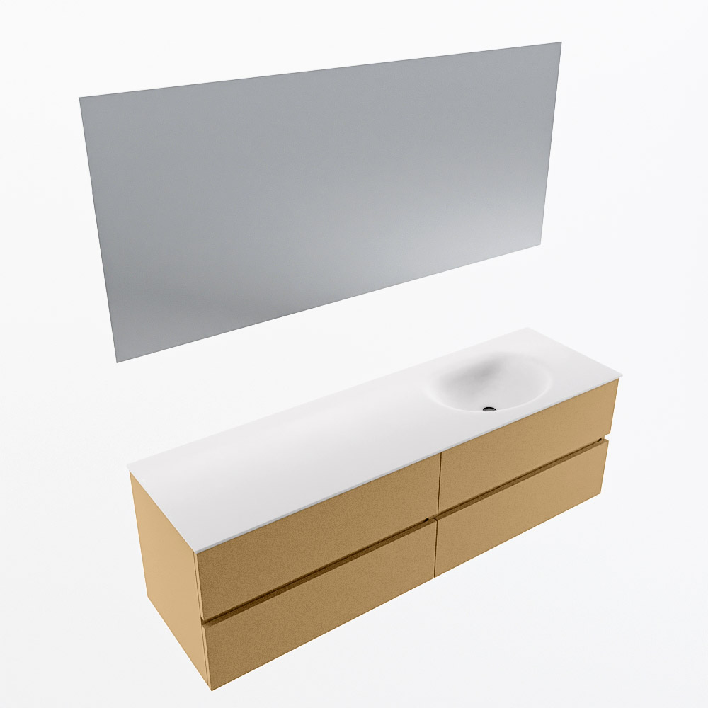 MONDIAZ VICA 160cm mueble de baño Oro 4 cajones. Lavabo MOON Derecho 1 orificio color Talc con espejo LED. 6 MONDIAZ VICA 160cm mueble de baño Oro 4 cajones. Lavabo MOON Derecho 1 orificio color Talc con espejo LED. - Imagen 6
