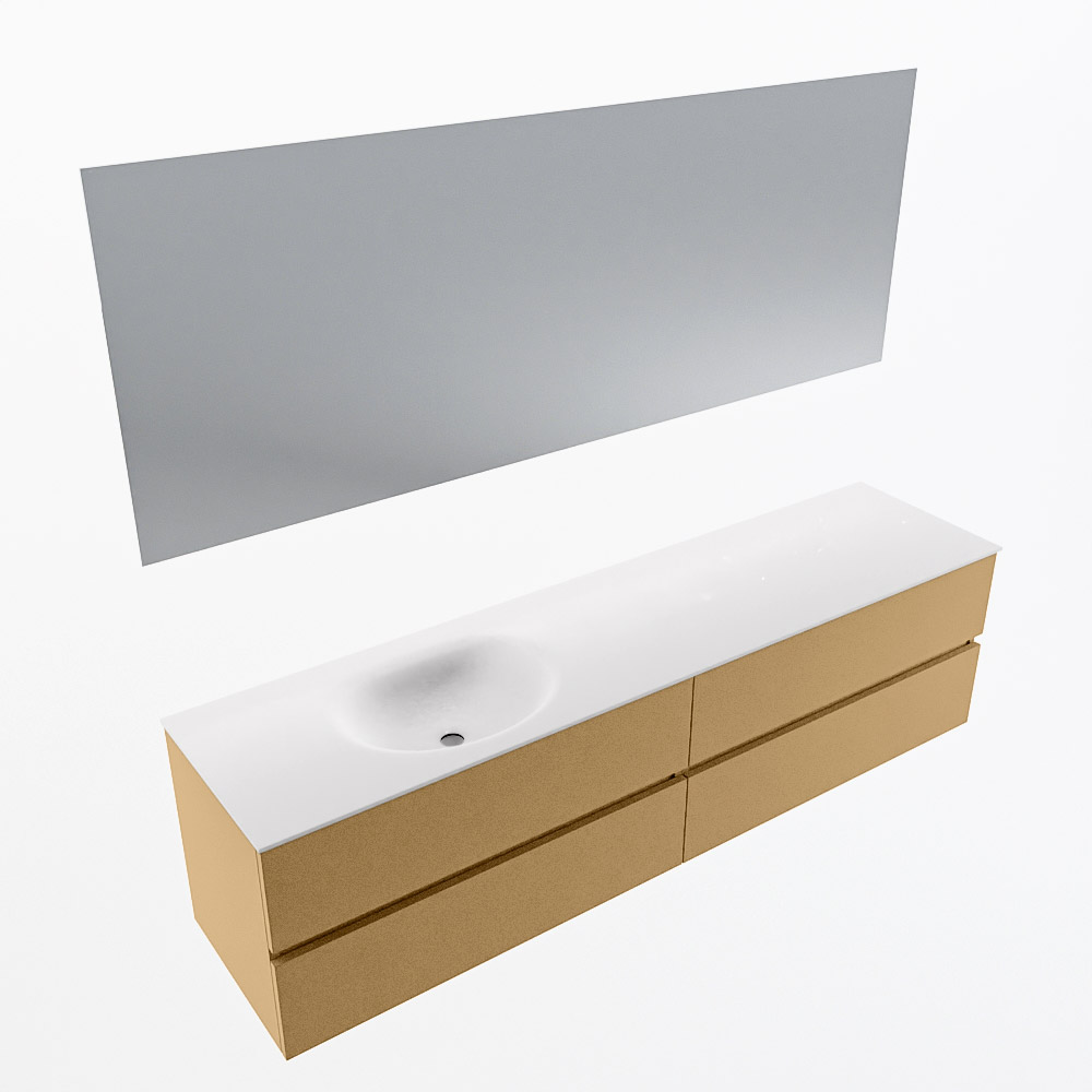 MONDIAZ VICA 190cm mueble de baño Oro 4 cajones. Lavabo MOON Izquierda 1 orificio color Talc con espejo LED. 6 MONDIAZ VICA 190cm mueble de baño Oro 4 cajones. Lavabo MOON Izquierda 1 orificio color Talc con espejo LED. - Imagen 6