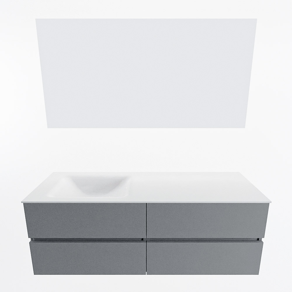 MONDIAZ VICA 140cm mueble de baño Plata 4 cajones. Lavabo CLOUD Izquierda 1 orificio color Talc con espejo LED. 4 MONDIAZ VICA 140cm mueble de baño Plata 4 cajones. Lavabo CLOUD Izquierda 1 orificio color Talc con espejo LED. - Imagen 5