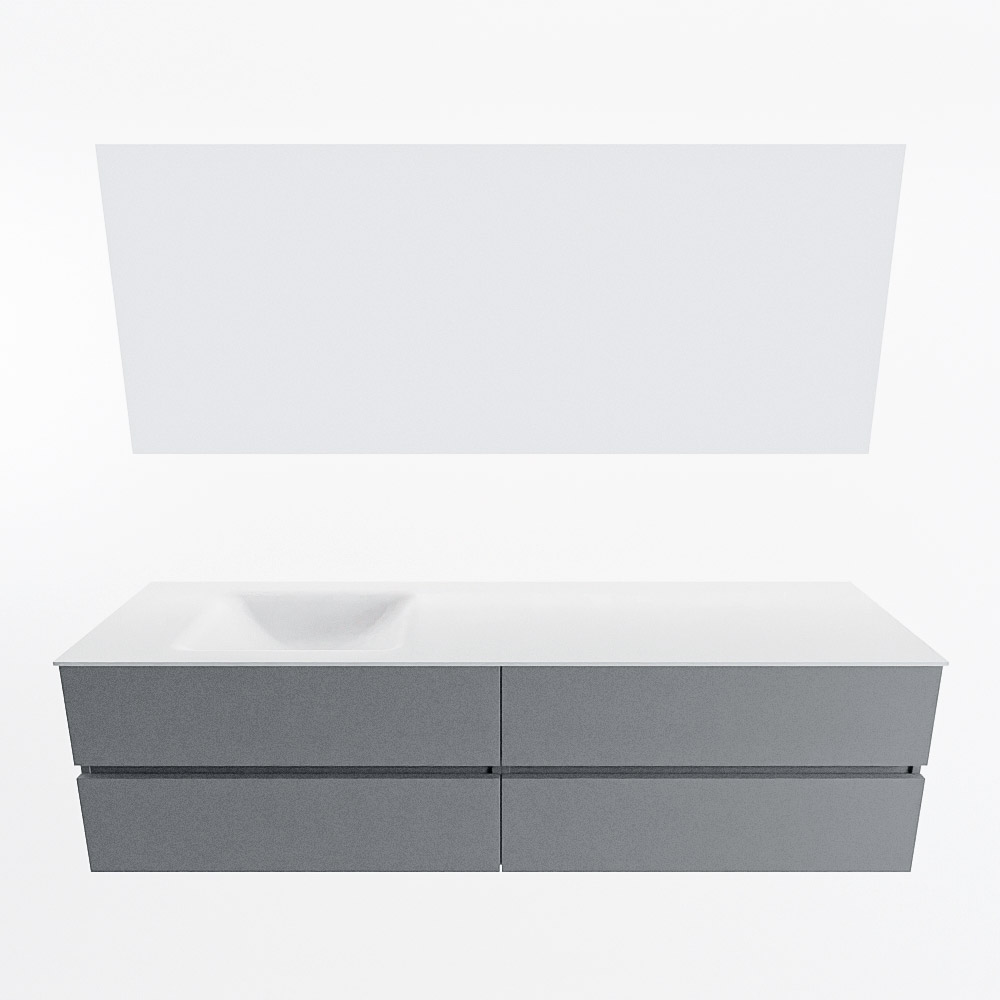 MONDIAZ VICA 180cm mueble de baño Plata 4 cajones. Lavabo CLOUD Izquierda 1 orificio color Talc con espejo LED. 5 MONDIAZ VICA 180cm mueble de baño Plata 4 cajones. Lavabo CLOUD Izquierda 1 orificio color Talc con espejo LED. - Imagen 5