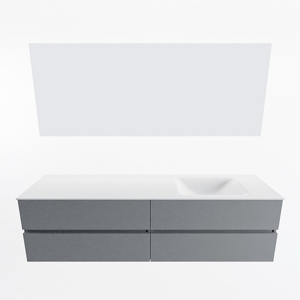MONDIAZ VICA 180cm mueble de baño Plata 4 cajones. Lavabo CLOUD Derecho 1 orificio color Talc con espejo LED. 5 MONDIAZ VICA 180cm mueble de baño Plata 4 cajones. Lavabo CLOUD Derecho 1 orificio color Talc con espejo LED. - Imagen 5