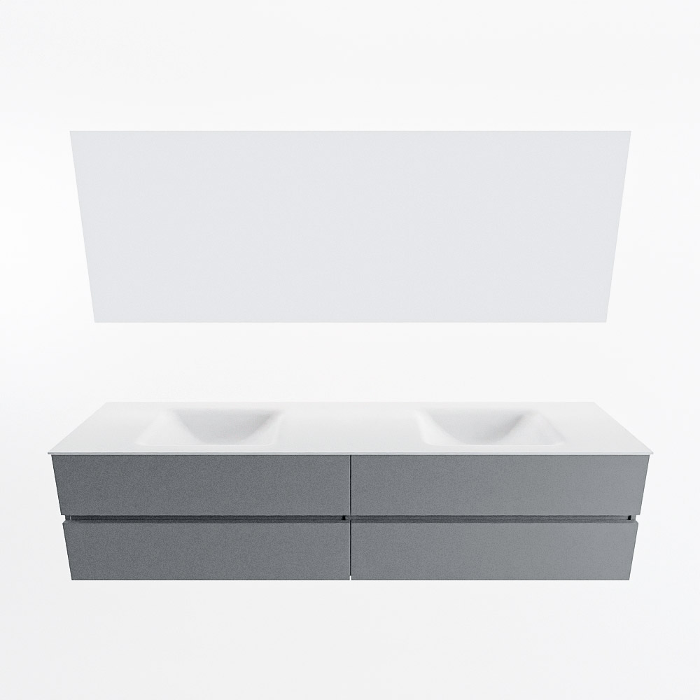MONDIAZ VICA 200cm mueble de baño Plata 4 cajones. Lavabo CLOUD Doble 2 orificios color Talc con espejo LED. 5 MONDIAZ VICA 200cm mueble de baño Plata 4 cajones. Lavabo CLOUD Doble 2 orificios color Talc con espejo LED. - Imagen 5