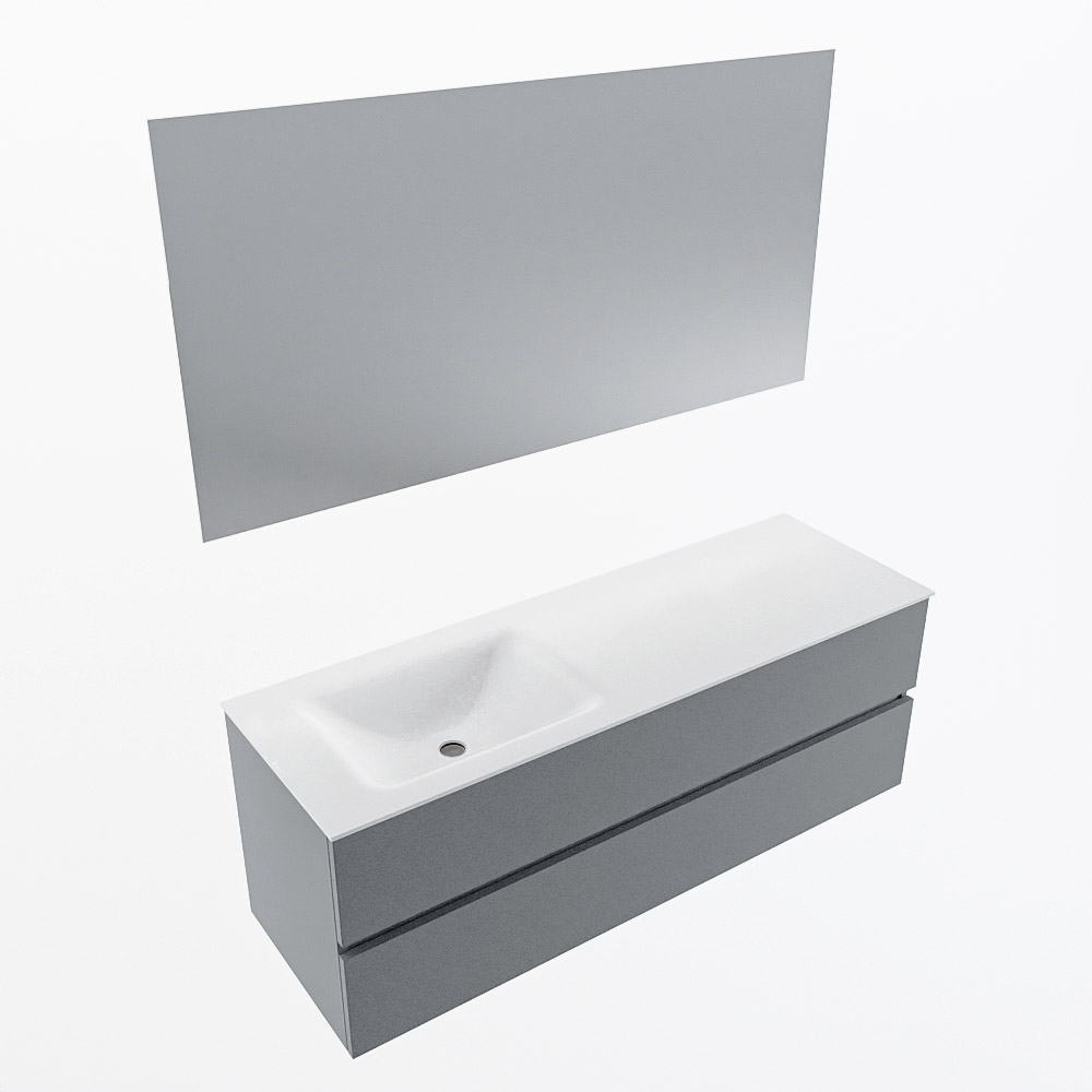 MONDIAZ VICA 140cm mueble de baño Plata 2 cajones. Lavabo CLOUD Izquierda sin orificio color Talc con espejo LED. 5 MONDIAZ VICA 140cm mueble de baño Plata 2 cajones. Lavabo CLOUD Izquierda sin orificio color Talc con espejo LED. - Imagen 6