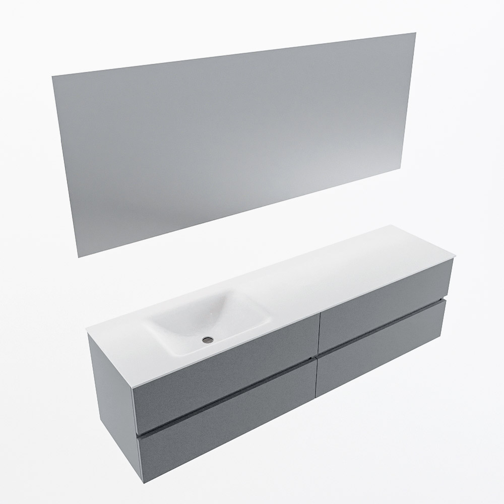 MONDIAZ VICA 180cm mueble de baño Plata 4 cajones. Lavabo CLOUD Izquierda 1 orificio color Talc con espejo LED. 6 MONDIAZ VICA 180cm mueble de baño Plata 4 cajones. Lavabo CLOUD Izquierda 1 orificio color Talc con espejo LED. - Imagen 6