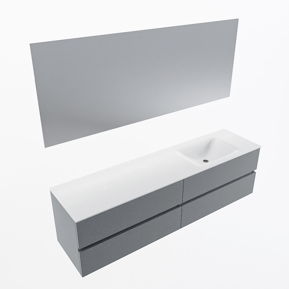 MONDIAZ VICA 180cm mueble de baño Plata 4 cajones. Lavabo CLOUD Derecho 1 orificio color Talc con espejo LED. 6 MONDIAZ VICA 180cm mueble de baño Plata 4 cajones. Lavabo CLOUD Derecho 1 orificio color Talc con espejo LED. - Imagen 6