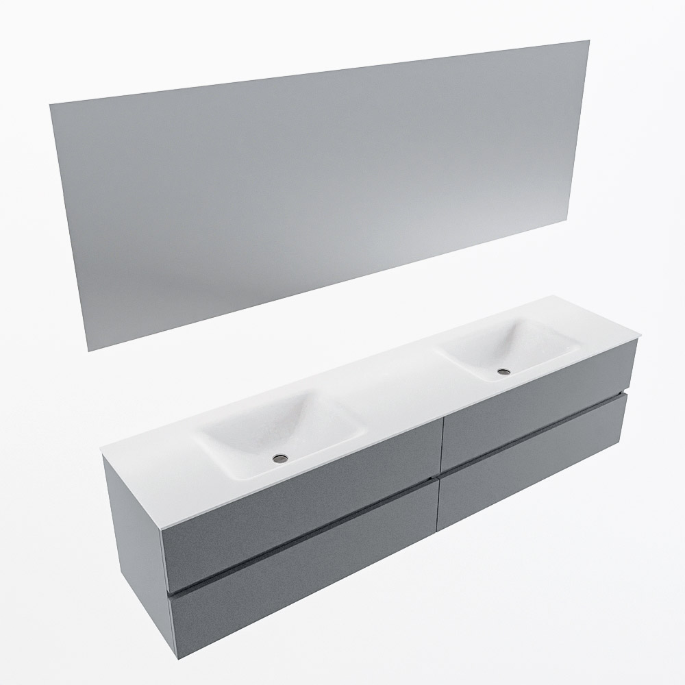 MONDIAZ VICA 200cm mueble de baño Plata 4 cajones. Lavabo CLOUD Doble 2 orificios color Talc con espejo LED. 6 MONDIAZ VICA 200cm mueble de baño Plata 4 cajones. Lavabo CLOUD Doble 2 orificios color Talc con espejo LED. - Imagen 6