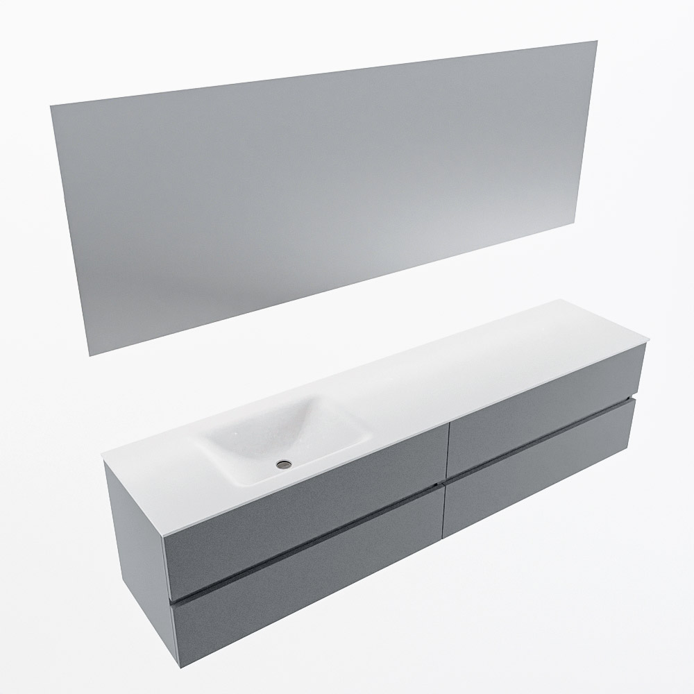 MONDIAZ VICA 200cm mueble de baño Plata 4 cajones. Lavabo CLOUD Izquierda sin orificio color Talc con espejo LED. 6 MONDIAZ VICA 200cm mueble de baño Plata 4 cajones. Lavabo CLOUD Izquierda sin orificio color Talc con espejo LED. - Imagen 6