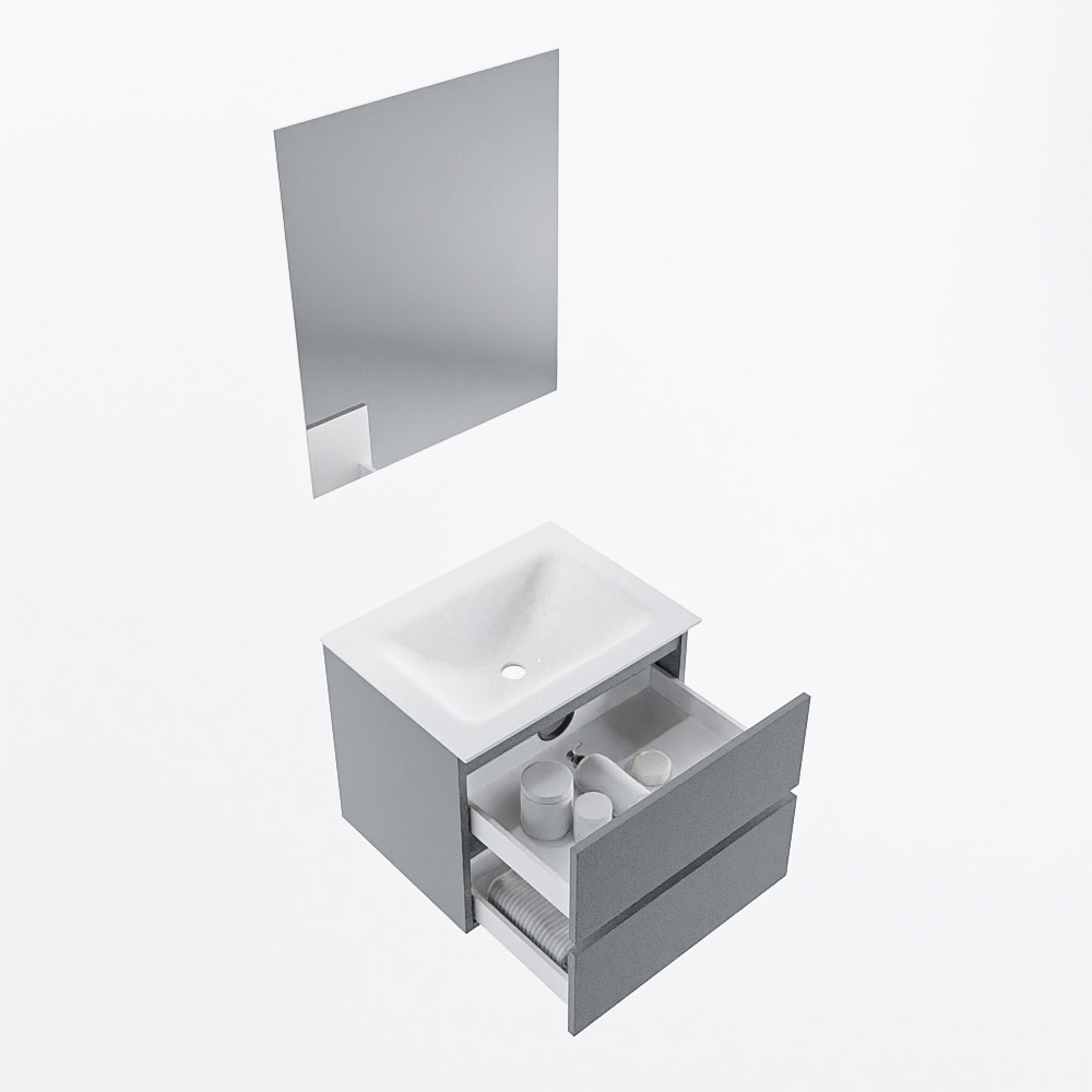 MONDIAZ VICA 60cm mueble de baño Plata 2 cajones. Lavabo CLOUD Centro sin orificio color Talc con espejo LED. 7 MONDIAZ VICA 60cm mueble de baño Plata 2 cajones. Lavabo CLOUD Centro sin orificio color Talc con espejo LED. - Imagen 7