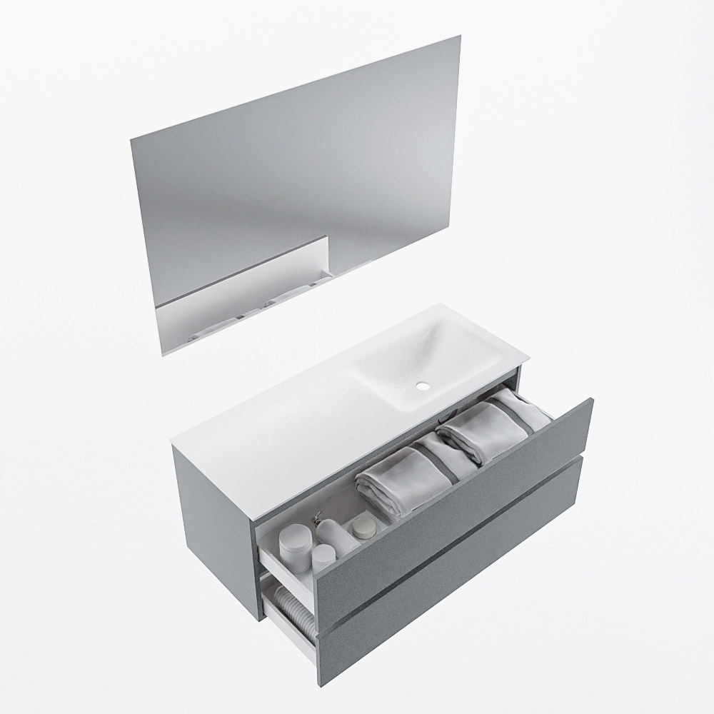 MONDIAZ VICA 120cm mueble de baño Plata 2 cajones. Lavabo CLOUD Derecho 1 orificio color Talc con espejo LED. 7 MONDIAZ VICA 120cm mueble de baño Plata 2 cajones. Lavabo CLOUD Derecho 1 orificio color Talc con espejo LED. - Imagen 7