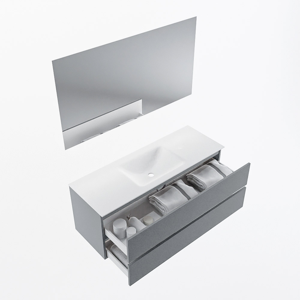 MONDIAZ VICA 130cm mueble de baño Plata 2 cajones. Lavabo CLOUD Centro sin orificio color Talc con espejo LED. 6 MONDIAZ VICA 130cm mueble de baño Plata 2 cajones. Lavabo CLOUD Centro sin orificio color Talc con espejo LED. - Imagen 7