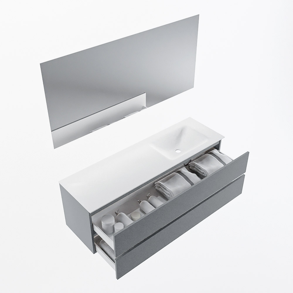 MONDIAZ VICA 150cm mueble de baño Plata 2 cajones. Lavabo CLOUD Derecho sin orificio color Talc con espejo LED. 7 MONDIAZ VICA 150cm mueble de baño Plata 2 cajones. Lavabo CLOUD Derecho sin orificio color Talc con espejo LED. - Imagen 7