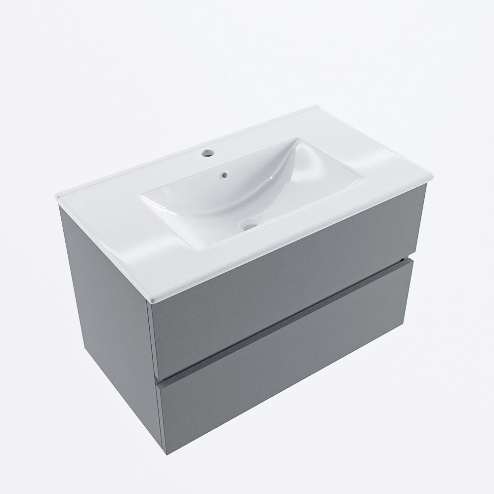 MONDIAZ VICA 80cm mueble de baño Plata 2 cajones. Lavabo DENIA Centro 1 orificio, color Blanco brillo. 6 MONDIAZ VICA 80cm mueble de baño Plata 2 cajones. Lavabo DENIA Centro 1 orificio, color Blanco brillo. - Imagen 6