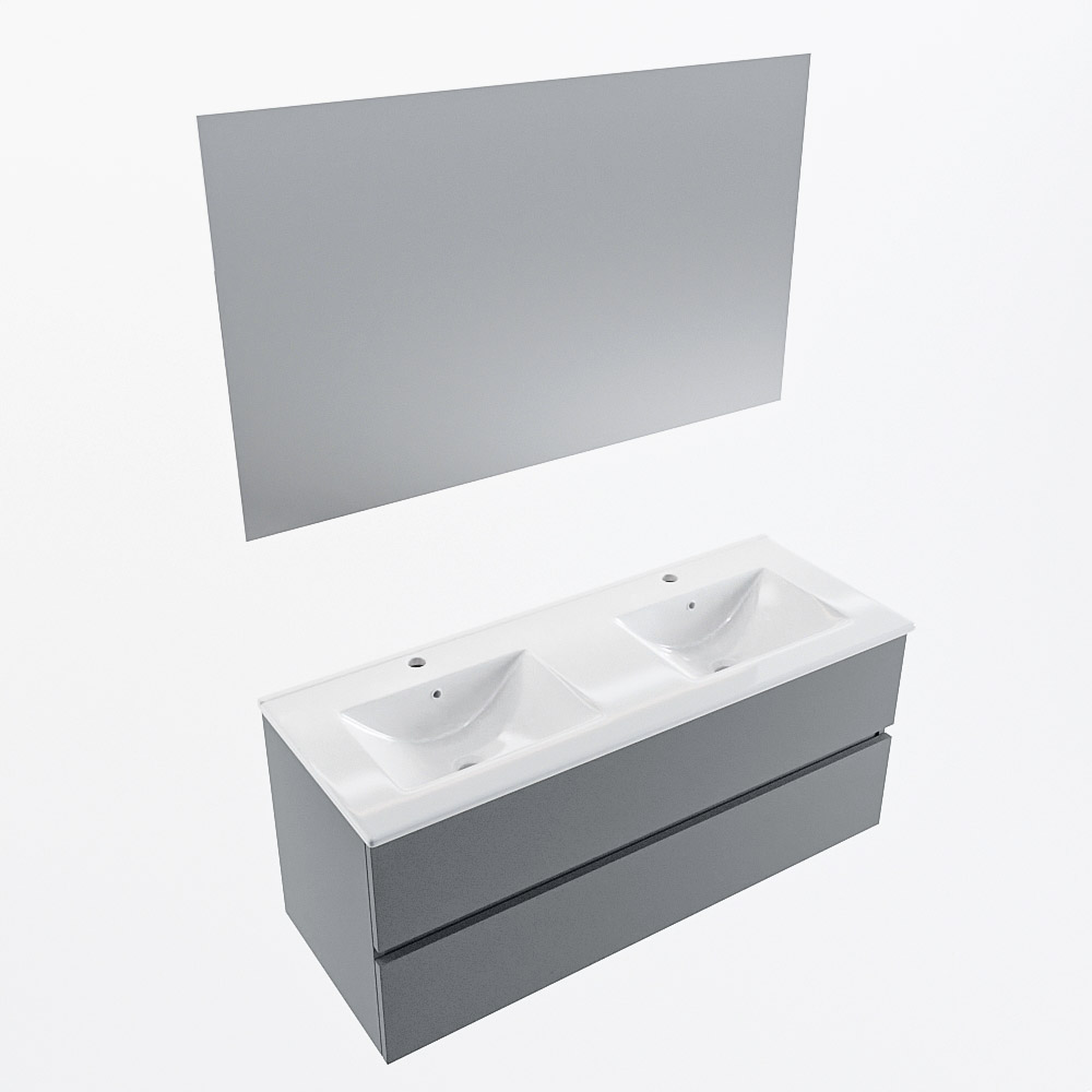MONDIAZ VICA 120cm mueble de baño Plata 2 cajones. Lavabo DENIA Doble 2 orificios color Blanco brillo con espejo LED. 6 MONDIAZ VICA 120cm mueble de baño Plata 2 cajones. Lavabo DENIA Doble 2 orificios color Blanco brillo con espejo LED. - Imagen 6