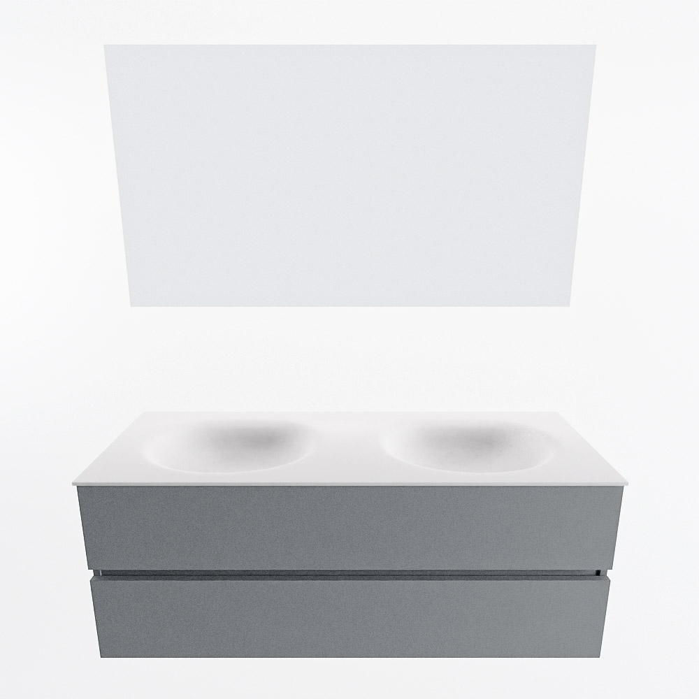 MONDIAZ VICA 130cm mueble de baño Plata 2 cajones. Lavabo MOON Doble 2 orificios color Talc con espejo LED. 4 MONDIAZ VICA 130cm mueble de baño Plata 2 cajones. Lavabo MOON Doble 2 orificios color Talc con espejo LED. - Imagen 5