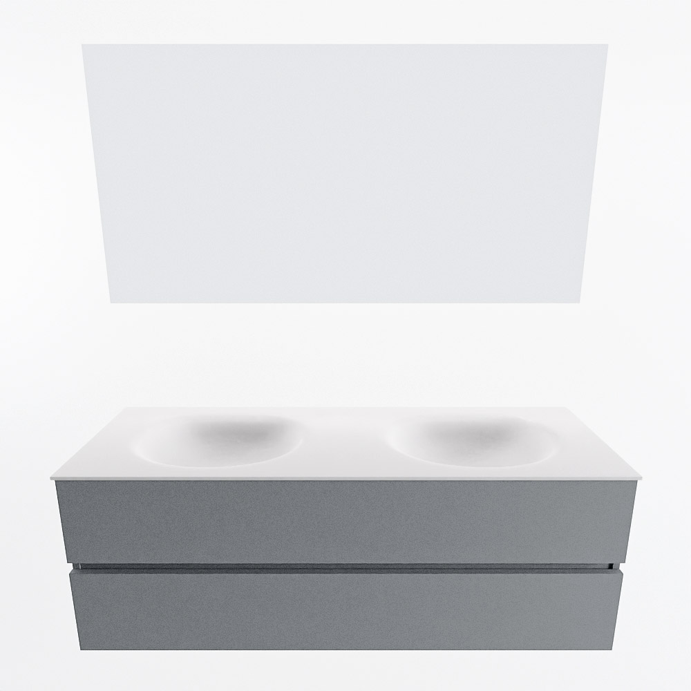 MONDIAZ VICA 140cm mueble de baño Plata 2 cajones. Lavabo MOON Doble sin orificio color Talc con espejo LED. 4 MONDIAZ VICA 140cm mueble de baño Plata 2 cajones. Lavabo MOON Doble sin orificio color Talc con espejo LED. - Imagen 5