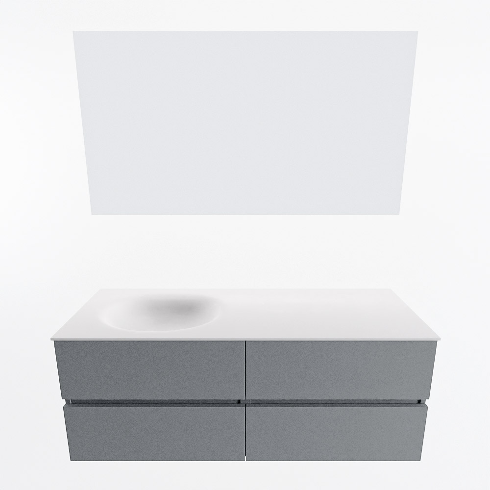 MONDIAZ VICA 130cm mueble de baño Plata 4 cajones. Lavabo MOON Izquierda 1 orificio color Talc con espejo LED. 4 MONDIAZ VICA 130cm mueble de baño Plata 4 cajones. Lavabo MOON Izquierda 1 orificio color Talc con espejo LED. - Imagen 5