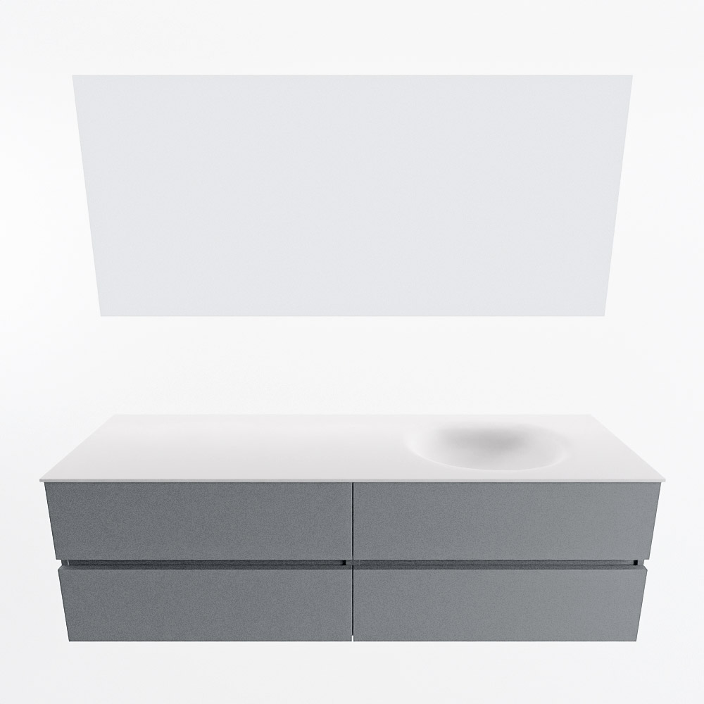 MONDIAZ VICA 160cm mueble de baño Plata 4 cajones. Lavabo MOON Derecho 1 orificio color Talc con espejo LED. 5 MONDIAZ VICA 160cm mueble de baño Plata 4 cajones. Lavabo MOON Derecho 1 orificio color Talc con espejo LED. - Imagen 5