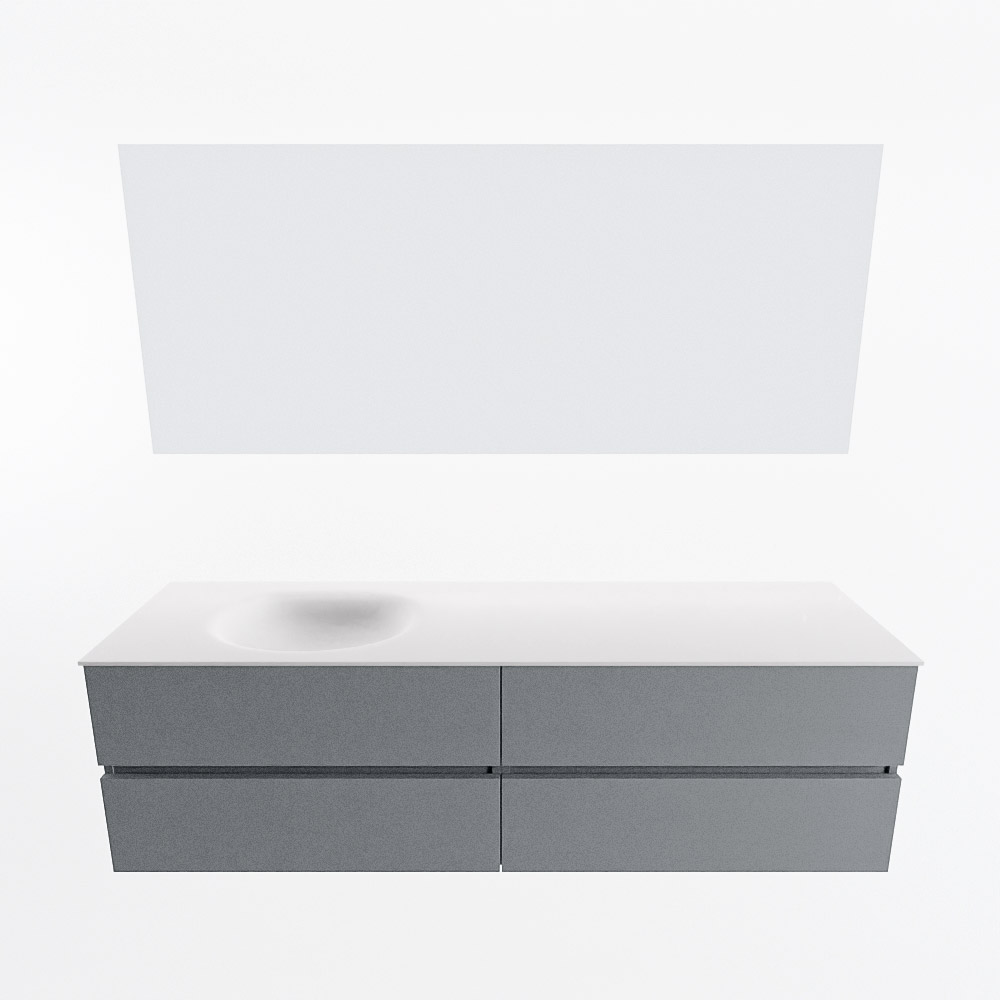 MONDIAZ VICA 170cm mueble de baño Plata 4 cajones. Lavabo MOON Izquierda 1 orificio color Talc con espejo LED. 5 MONDIAZ VICA 170cm mueble de baño Plata 4 cajones. Lavabo MOON Izquierda 1 orificio color Talc con espejo LED. - Imagen 5