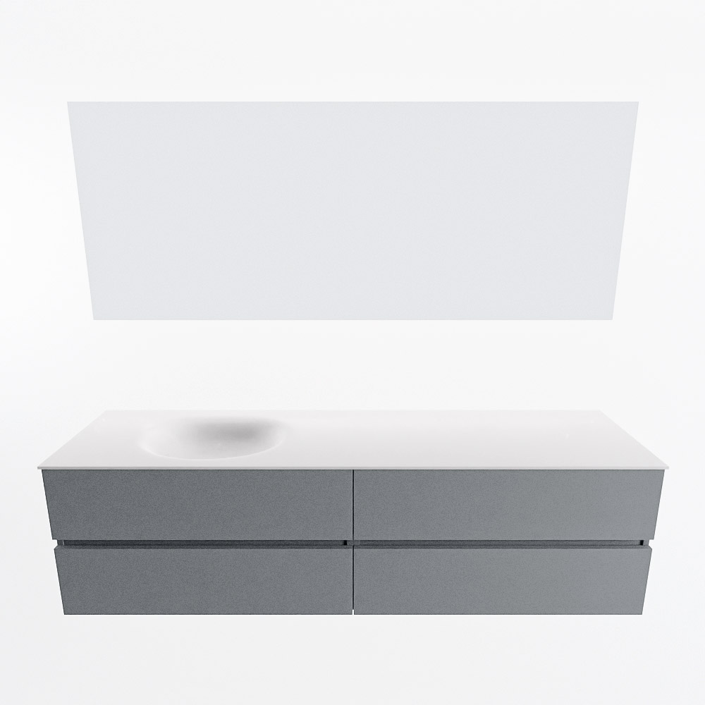 MONDIAZ VICA 180cm mueble de baño Plata 4 cajones. Lavabo MOON Izquierda sin orificio color Talc con espejo LED. 5 MONDIAZ VICA 180cm mueble de baño Plata 4 cajones. Lavabo MOON Izquierda sin orificio color Talc con espejo LED. - Imagen 5