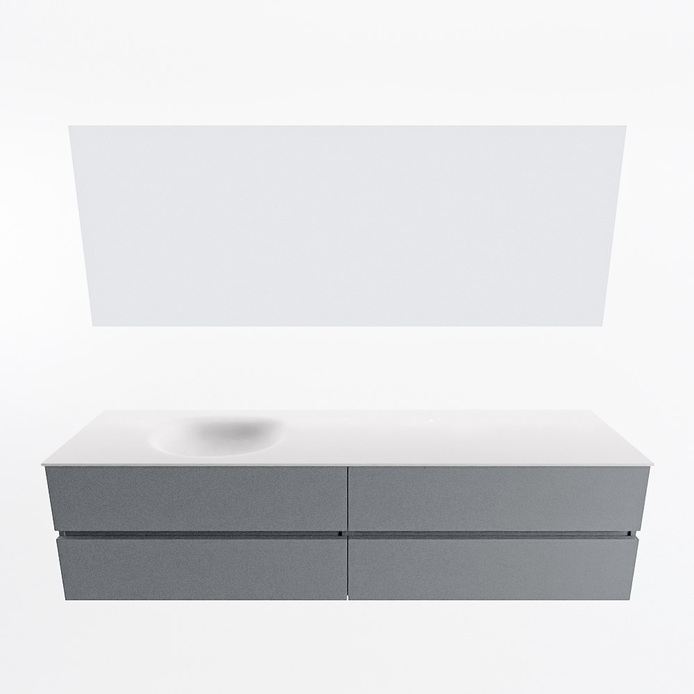 MONDIAZ VICA 190cm mueble de baño Plata 4 cajones. Lavabo MOON Izquierda 1 orificio color Talc con espejo LED. 5 MONDIAZ VICA 190cm mueble de baño Plata 4 cajones. Lavabo MOON Izquierda 1 orificio color Talc con espejo LED. - Imagen 5