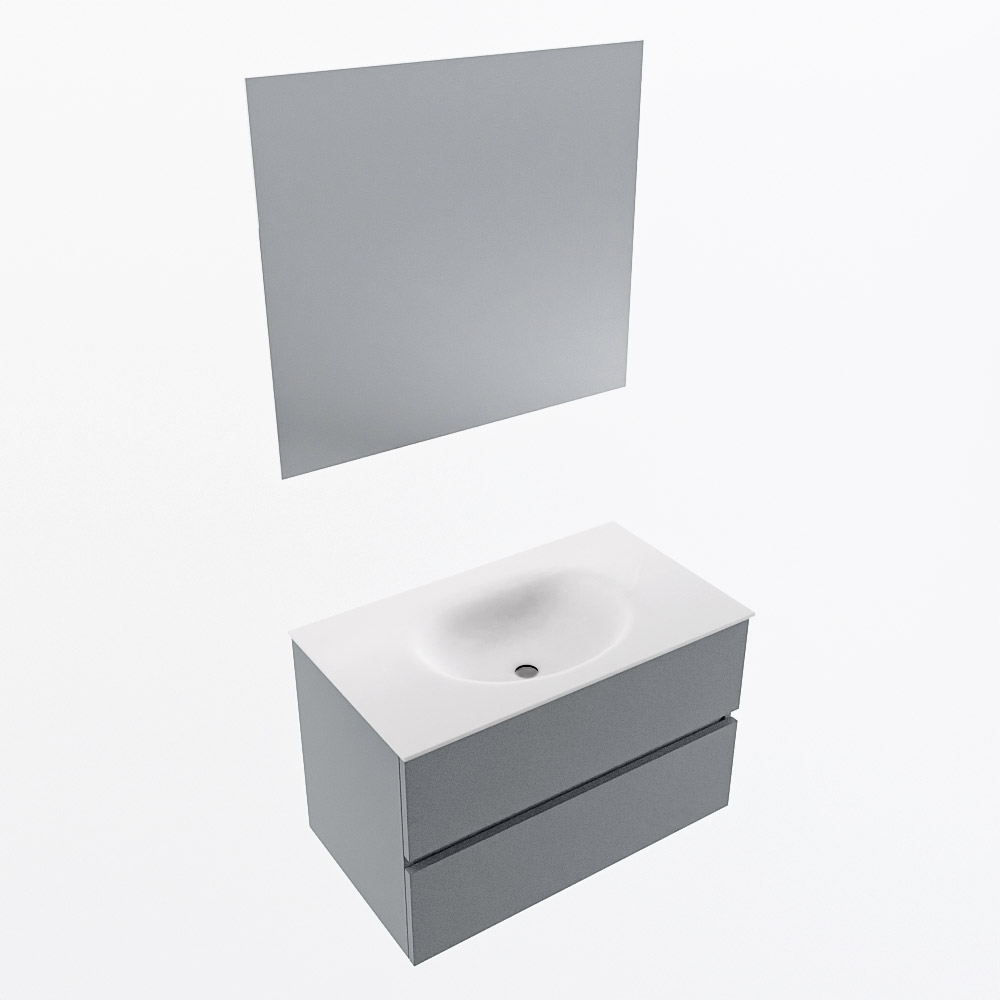 MONDIAZ VICA 80cm mueble de baño Plata 2 cajones. Lavabo MOON Centro 1 orificio color Talc con espejo LED. 6 MONDIAZ VICA 80cm mueble de baño Plata 2 cajones. Lavabo MOON Centro 1 orificio color Talc con espejo LED. - Imagen 6