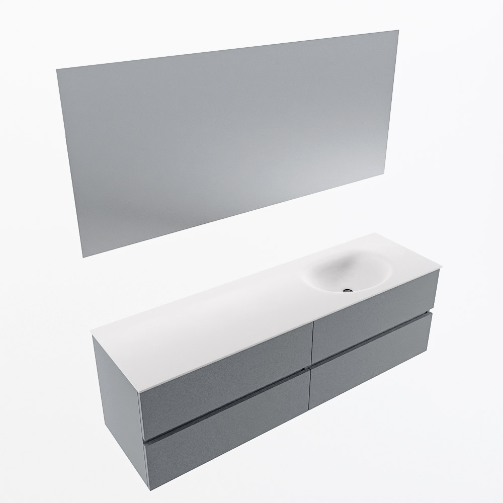 MONDIAZ VICA 160cm mueble de baño Plata 4 cajones. Lavabo MOON Derecho 1 orificio color Talc con espejo LED. 6 MONDIAZ VICA 160cm mueble de baño Plata 4 cajones. Lavabo MOON Derecho 1 orificio color Talc con espejo LED. - Imagen 6