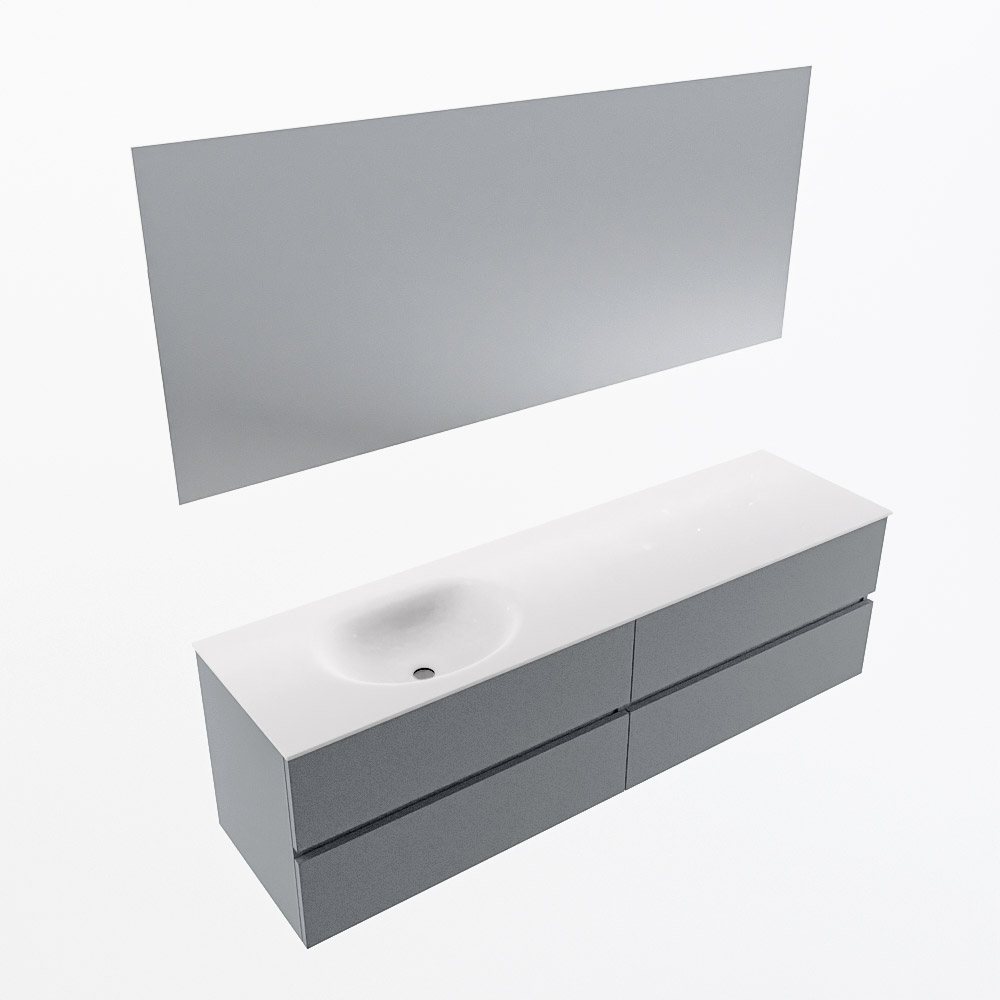 MONDIAZ VICA 170cm mueble de baño Plata 4 cajones. Lavabo MOON Izquierda 1 orificio color Talc con espejo LED. 6 MONDIAZ VICA 170cm mueble de baño Plata 4 cajones. Lavabo MOON Izquierda 1 orificio color Talc con espejo LED. - Imagen 6