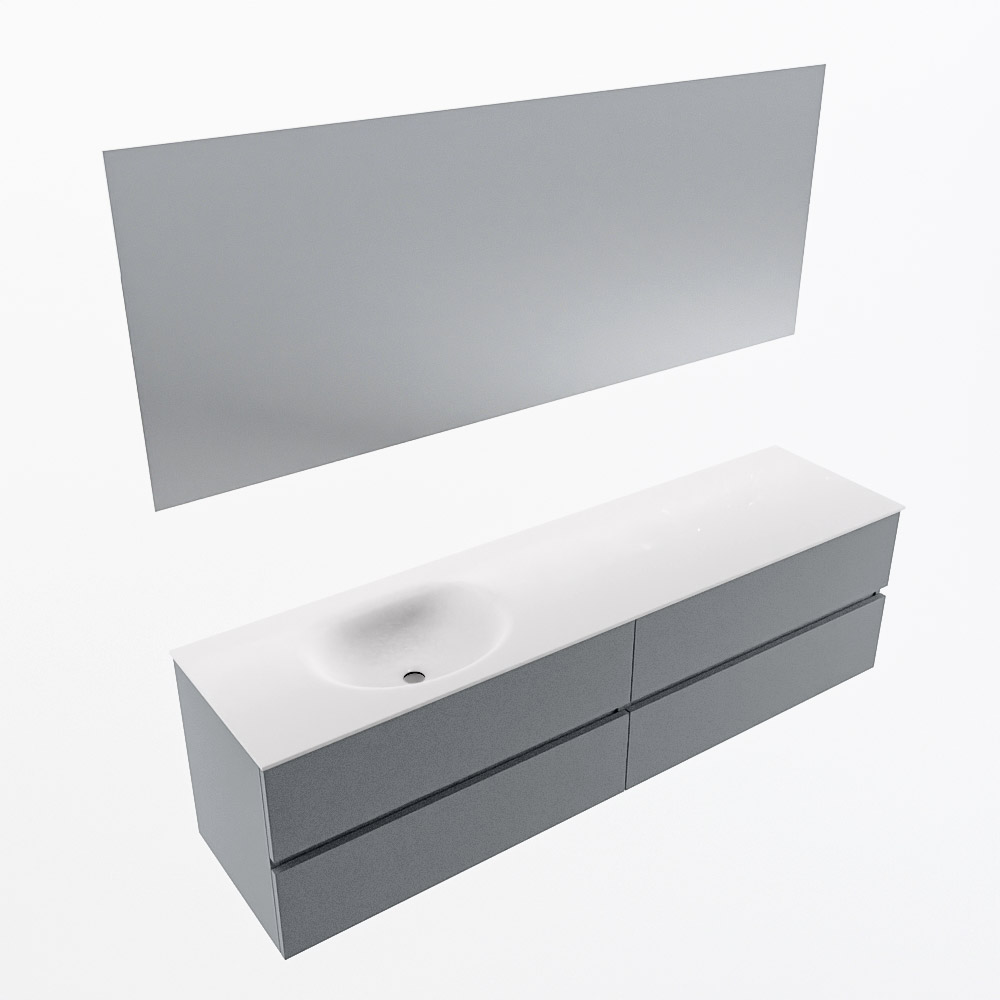 MONDIAZ VICA 180cm mueble de baño Plata 4 cajones. Lavabo MOON Izquierda sin orificio color Talc con espejo LED. 6 MONDIAZ VICA 180cm mueble de baño Plata 4 cajones. Lavabo MOON Izquierda sin orificio color Talc con espejo LED. - Imagen 6