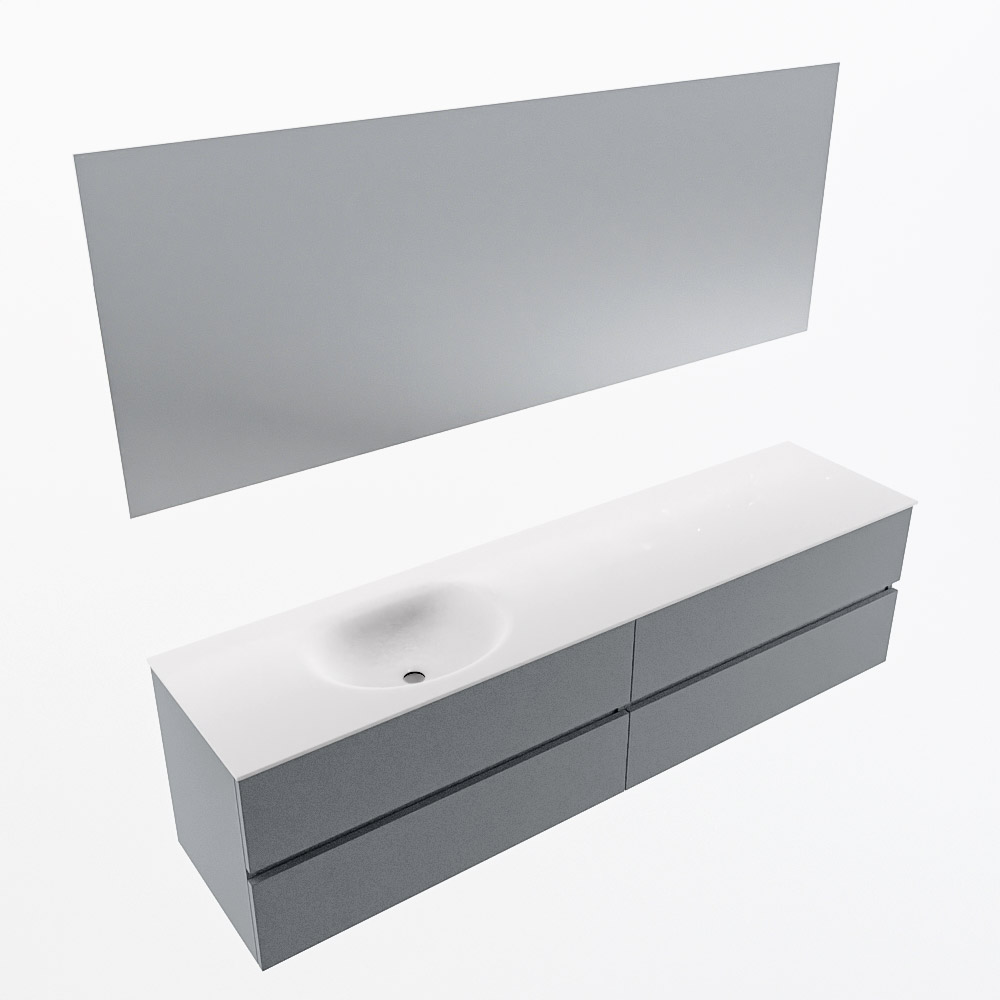 MONDIAZ VICA 190cm mueble de baño Plata 4 cajones. Lavabo MOON Izquierda 1 orificio color Talc con espejo LED. 6 MONDIAZ VICA 190cm mueble de baño Plata 4 cajones. Lavabo MOON Izquierda 1 orificio color Talc con espejo LED. - Imagen 6