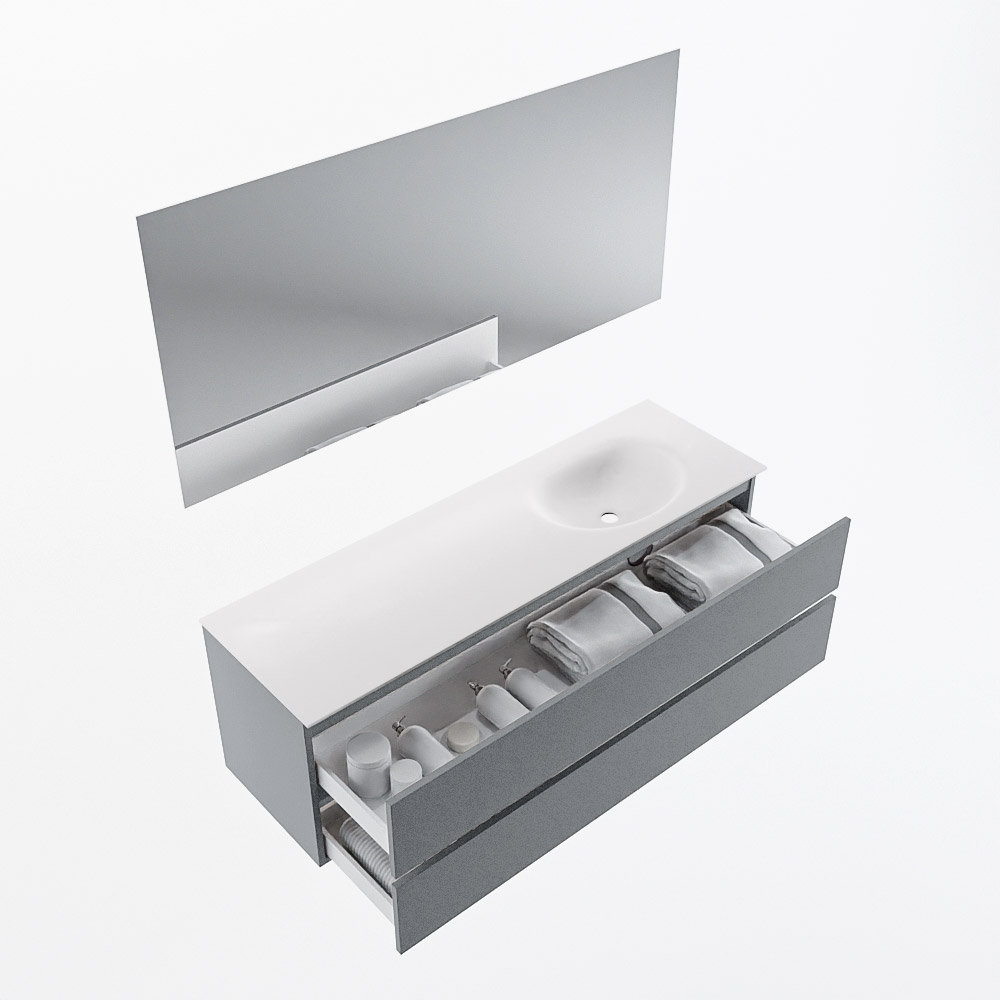 MONDIAZ VICA 150cm mueble de baño Plata 2 cajones. Lavabo MOON Derecho 1 orificio color Talc con espejo LED. 7 MONDIAZ VICA 150cm mueble de baño Plata 2 cajones. Lavabo MOON Derecho 1 orificio color Talc con espejo LED. - Imagen 7