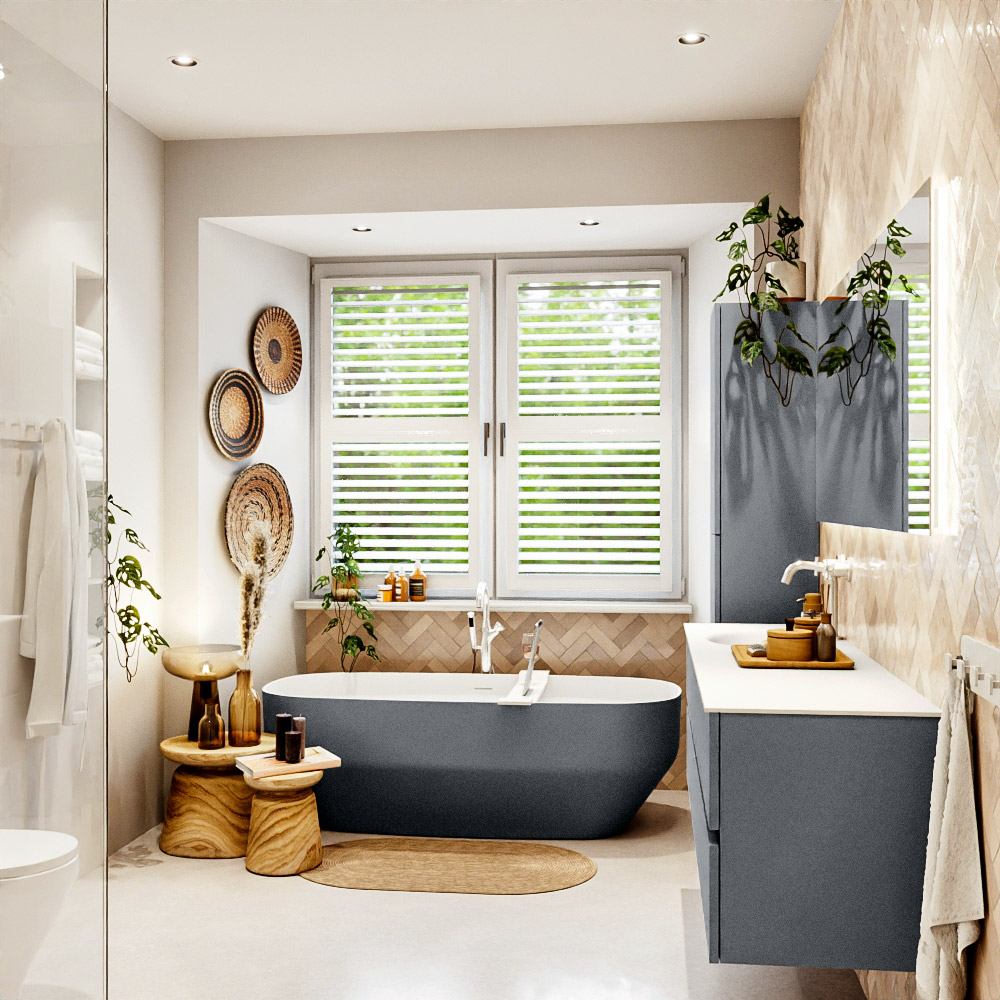 MONDIAZ VICA 170cm mueble de baño Plata 4 cajones. Lavabo MOON Izquierda 1 orificio color Talc con espejo LED. 3 MONDIAZ VICA 170cm mueble de baño Plata 4 cajones. Lavabo MOON Izquierda 1 orificio color Talc con espejo LED. - Imagen 3