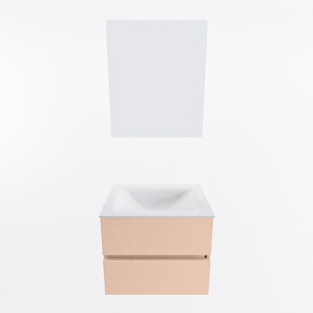 MONDIAZ VICA 60cm mueble de baño Rosee 2 cajones. Lavabo CLOUD Centro 1 orificio color Talc con espejo LED. 5 MONDIAZ VICA 60cm mueble de baño Rosee 2 cajones. Lavabo CLOUD Centro 1 orificio color Talc con espejo LED. - Imagen 5