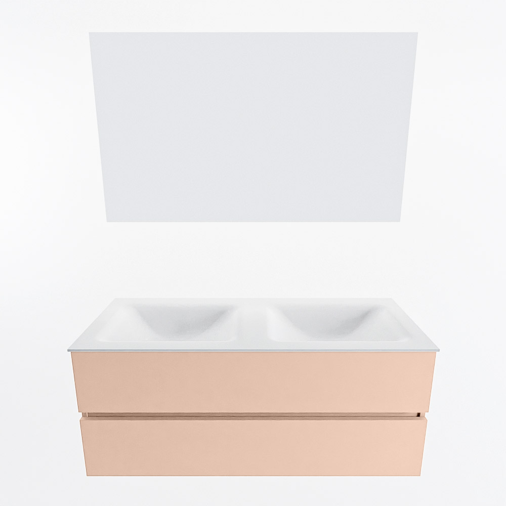 MONDIAZ VICA 120cm mueble de baño Rosee 2 cajones. Lavabo CLOUD Doble 2 orificios color Talc con espejo LED. 5 MONDIAZ VICA 120cm mueble de baño Rosee 2 cajones. Lavabo CLOUD Doble 2 orificios color Talc con espejo LED. - Imagen 5