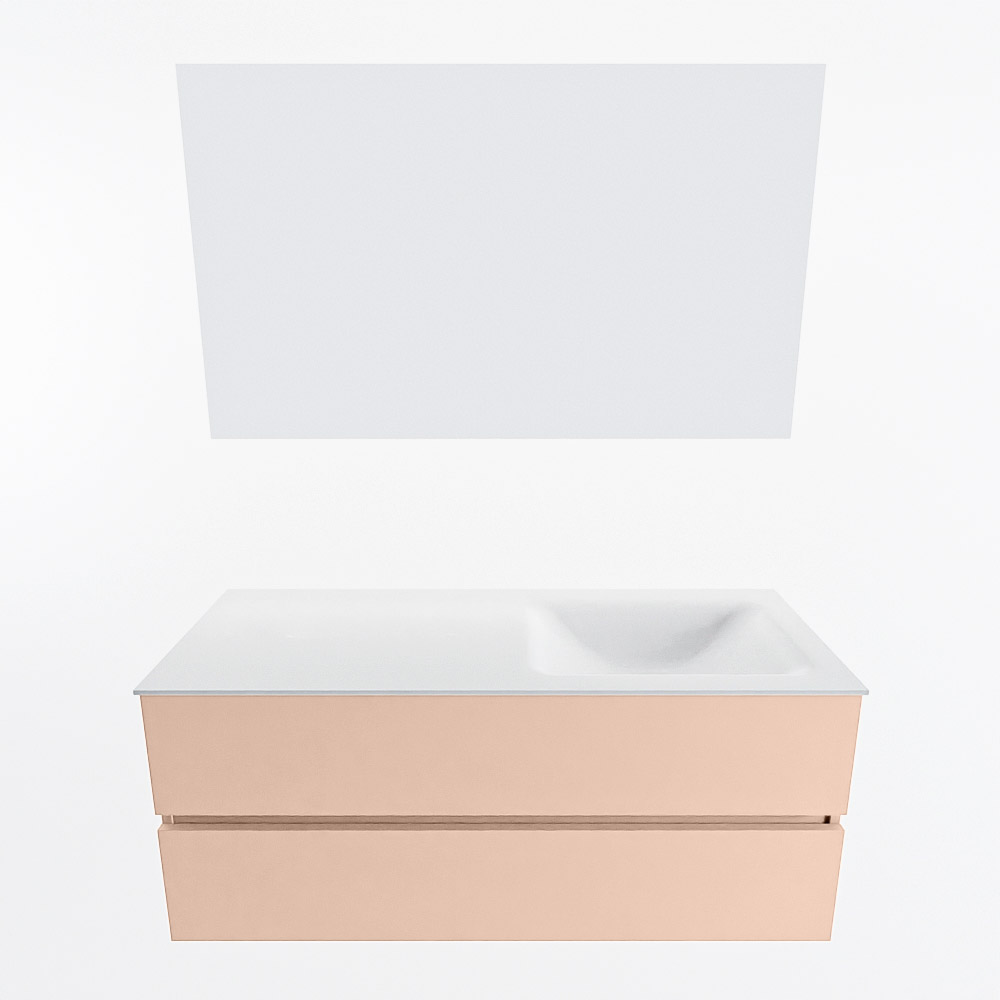 MONDIAZ VICA 120cm mueble de baño Rosee 2 cajones. Lavabo CLOUD Derecho sin orificio color Talc con espejo LED. 5 MONDIAZ VICA 120cm mueble de baño Rosee 2 cajones. Lavabo CLOUD Derecho sin orificio color Talc con espejo LED. - Imagen 5