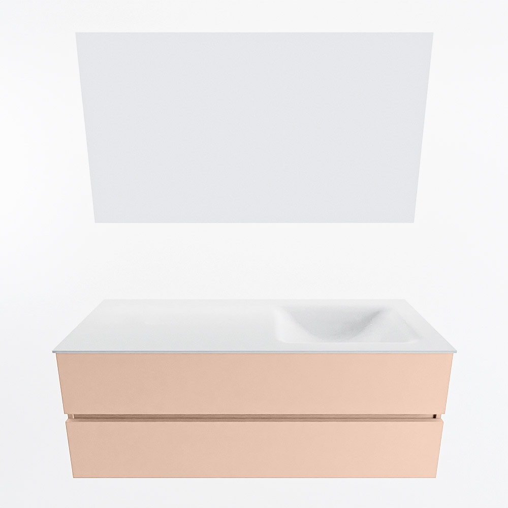 MONDIAZ VICA 130cm mueble de baño Rosee 2 cajones. Lavabo CLOUD Derecho 1 orificio color Talc con espejo LED. 4 MONDIAZ VICA 130cm mueble de baño Rosee 2 cajones. Lavabo CLOUD Derecho 1 orificio color Talc con espejo LED. - Imagen 5