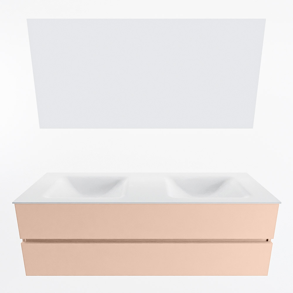 MONDIAZ VICA 150cm mueble de baño Rosee 2 cajones. Lavabo CLOUD Doble sin orificio color Talc con espejo LED. 5 MONDIAZ VICA 150cm mueble de baño Rosee 2 cajones. Lavabo CLOUD Doble sin orificio color Talc con espejo LED. - Imagen 5