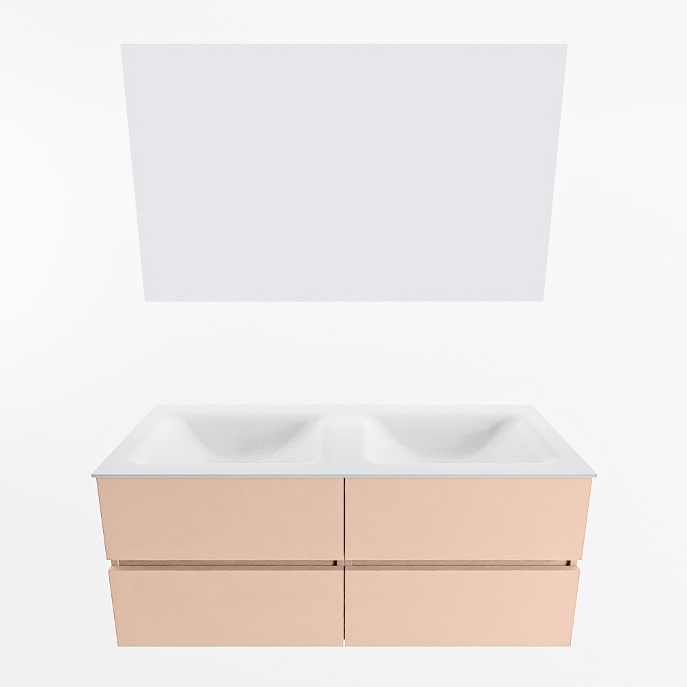 MONDIAZ VICA 120cm mueble de baño Rosee 4 cajones. Lavabo CLOUD Doble 2 orificios color Talc con espejo LED. 5 MONDIAZ VICA 120cm mueble de baño Rosee 4 cajones. Lavabo CLOUD Doble 2 orificios color Talc con espejo LED. - Imagen 5