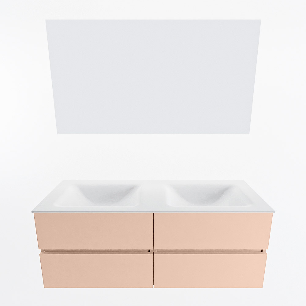 MONDIAZ VICA 130cm mueble de baño Rosee 4 cajones. Lavabo CLOUD Doble 2 orificios color Talc con espejo LED. 4 MONDIAZ VICA 130cm mueble de baño Rosee 4 cajones. Lavabo CLOUD Doble 2 orificios color Talc con espejo LED. - Imagen 5