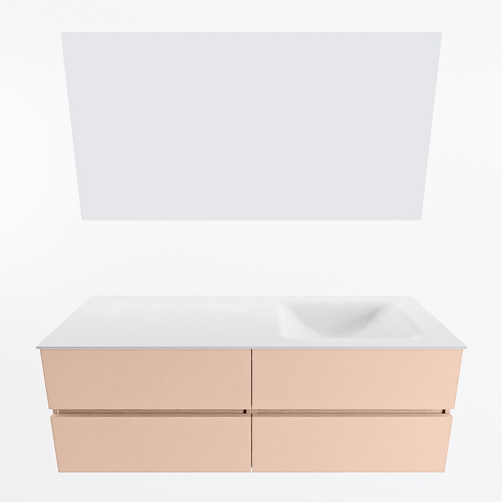 MONDIAZ VICA 140cm mueble de baño Rosee 4 cajones. Lavabo CLOUD Derecho sin orificio color Talc con espejo LED. 4 MONDIAZ VICA 140cm mueble de baño Rosee 4 cajones. Lavabo CLOUD Derecho sin orificio color Talc con espejo LED. - Imagen 5