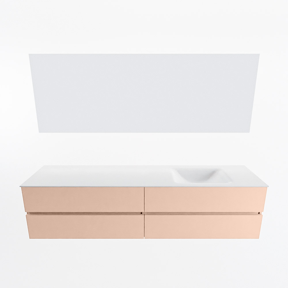 MONDIAZ VICA 200cm mueble de baño Rosee 4 cajones. Lavabo CLOUD Derecho sin orificio color Talc con espejo LED. 5 MONDIAZ VICA 200cm mueble de baño Rosee 4 cajones. Lavabo CLOUD Derecho sin orificio color Talc con espejo LED. - Imagen 5