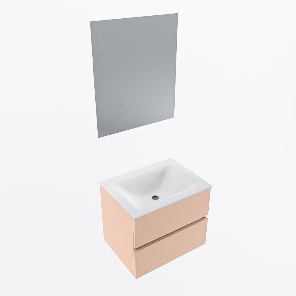 MONDIAZ VICA 60cm mueble de baño Rosee 2 cajones. Lavabo CLOUD Centro 1 orificio color Talc con espejo LED. 6 MONDIAZ VICA 60cm mueble de baño Rosee 2 cajones. Lavabo CLOUD Centro 1 orificio color Talc con espejo LED. - Imagen 6