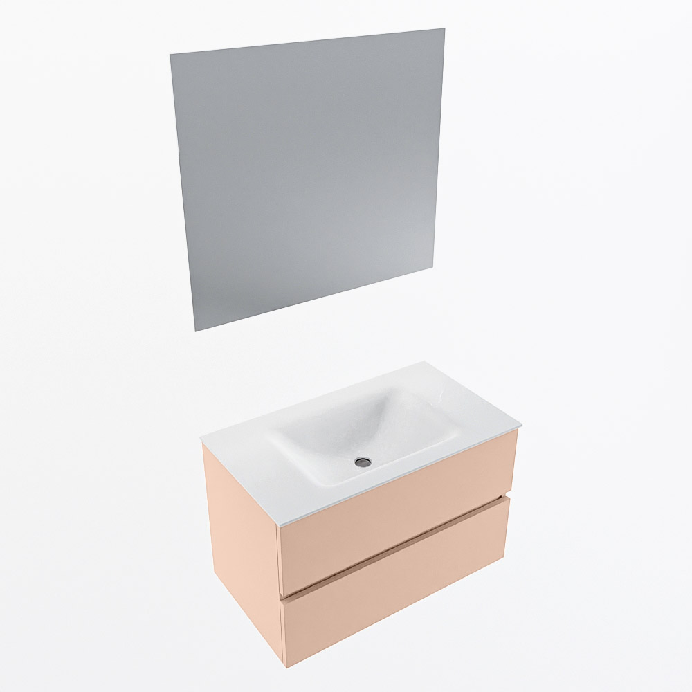 MONDIAZ VICA 80cm mueble de baño Rosee 2 cajones. Lavabo CLOUD Centro 1 orificio color Talc con espejo LED. 6 MONDIAZ VICA 80cm mueble de baño Rosee 2 cajones. Lavabo CLOUD Centro 1 orificio color Talc con espejo LED. - Imagen 6