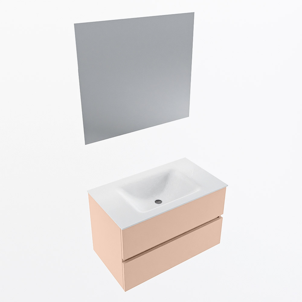MONDIAZ VICA 80cm mueble de baño Rosee 2 cajones. Lavabo CLOUD Centro sin orificio color Talc con espejo LED. 6 MONDIAZ VICA 80cm mueble de baño Rosee 2 cajones. Lavabo CLOUD Centro sin orificio color Talc con espejo LED. - Imagen 6