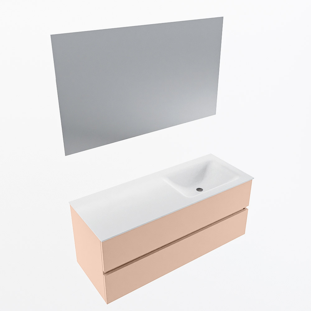 MONDIAZ VICA 120cm mueble de baño Rosee 2 cajones. Lavabo CLOUD Derecho sin orificio color Talc con espejo LED. 6 MONDIAZ VICA 120cm mueble de baño Rosee 2 cajones. Lavabo CLOUD Derecho sin orificio color Talc con espejo LED. - Imagen 6