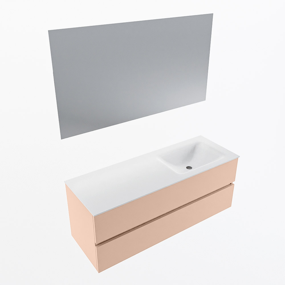 MONDIAZ VICA 130cm mueble de baño Rosee 2 cajones. Lavabo CLOUD Derecho 1 orificio color Talc con espejo LED. 5 MONDIAZ VICA 130cm mueble de baño Rosee 2 cajones. Lavabo CLOUD Derecho 1 orificio color Talc con espejo LED. - Imagen 6