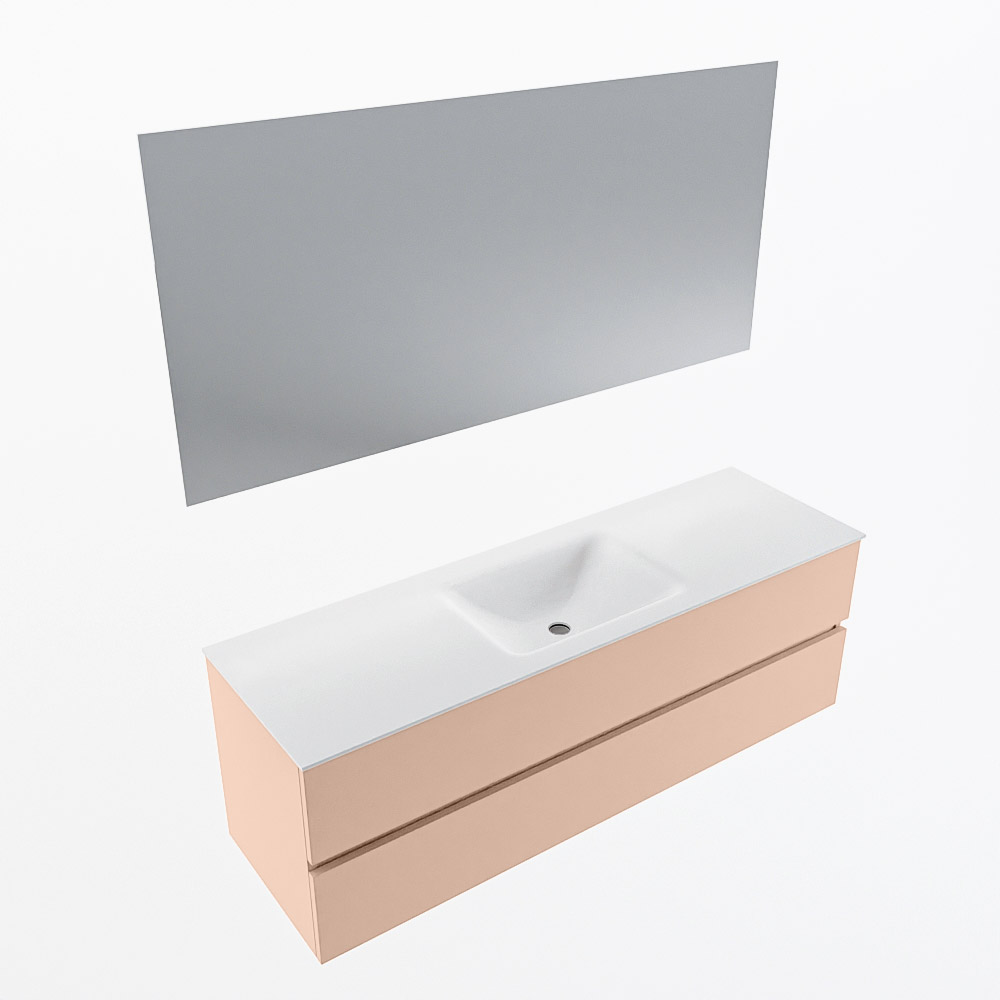 MONDIAZ VICA 150cm mueble de baño Rosee 2 cajones. Lavabo CLOUD Centro sin orificio color Talc con espejo LED. 6 MONDIAZ VICA 150cm mueble de baño Rosee 2 cajones. Lavabo CLOUD Centro sin orificio color Talc con espejo LED. - Imagen 6