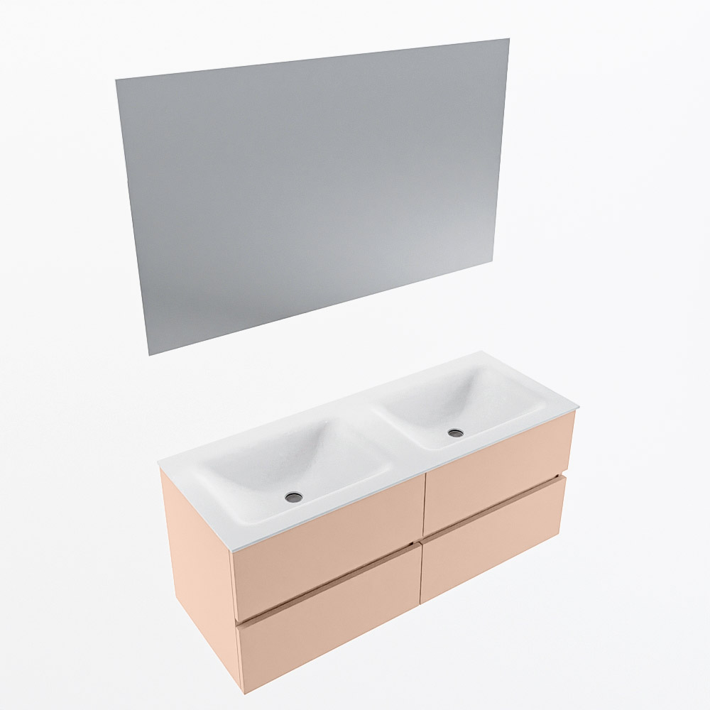 MONDIAZ VICA 120cm mueble de baño Rosee 4 cajones. Lavabo CLOUD Doble 2 orificios color Talc con espejo LED. 6 MONDIAZ VICA 120cm mueble de baño Rosee 4 cajones. Lavabo CLOUD Doble 2 orificios color Talc con espejo LED. - Imagen 6