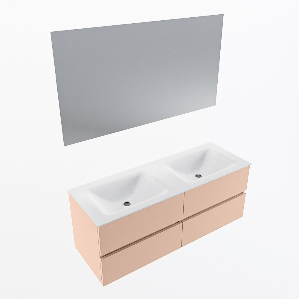 MONDIAZ VICA 130cm mueble de baño Rosee 4 cajones. Lavabo CLOUD Doble 2 orificios color Talc con espejo LED. 5 MONDIAZ VICA 130cm mueble de baño Rosee 4 cajones. Lavabo CLOUD Doble 2 orificios color Talc con espejo LED. - Imagen 6